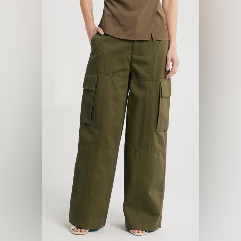 NWT A.L.C. Hudson Wide Leg Cargo Pants Olive Green Size 4